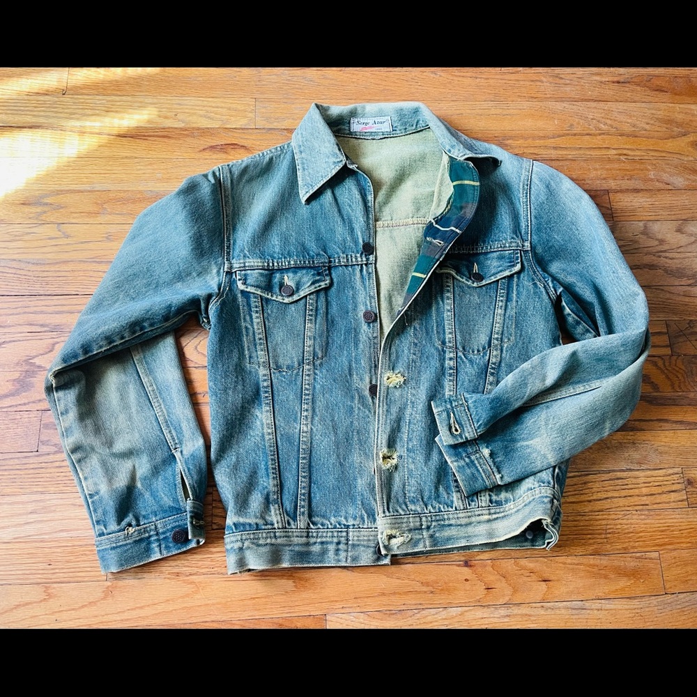 Vintage Serge Azar Paris Sz M Denim Long Sleeve Jacket